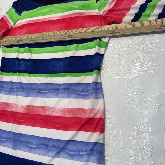 Vince Camuto size 12 3/4 length sleeve dress with colorful stripes - Picture 6 of 7